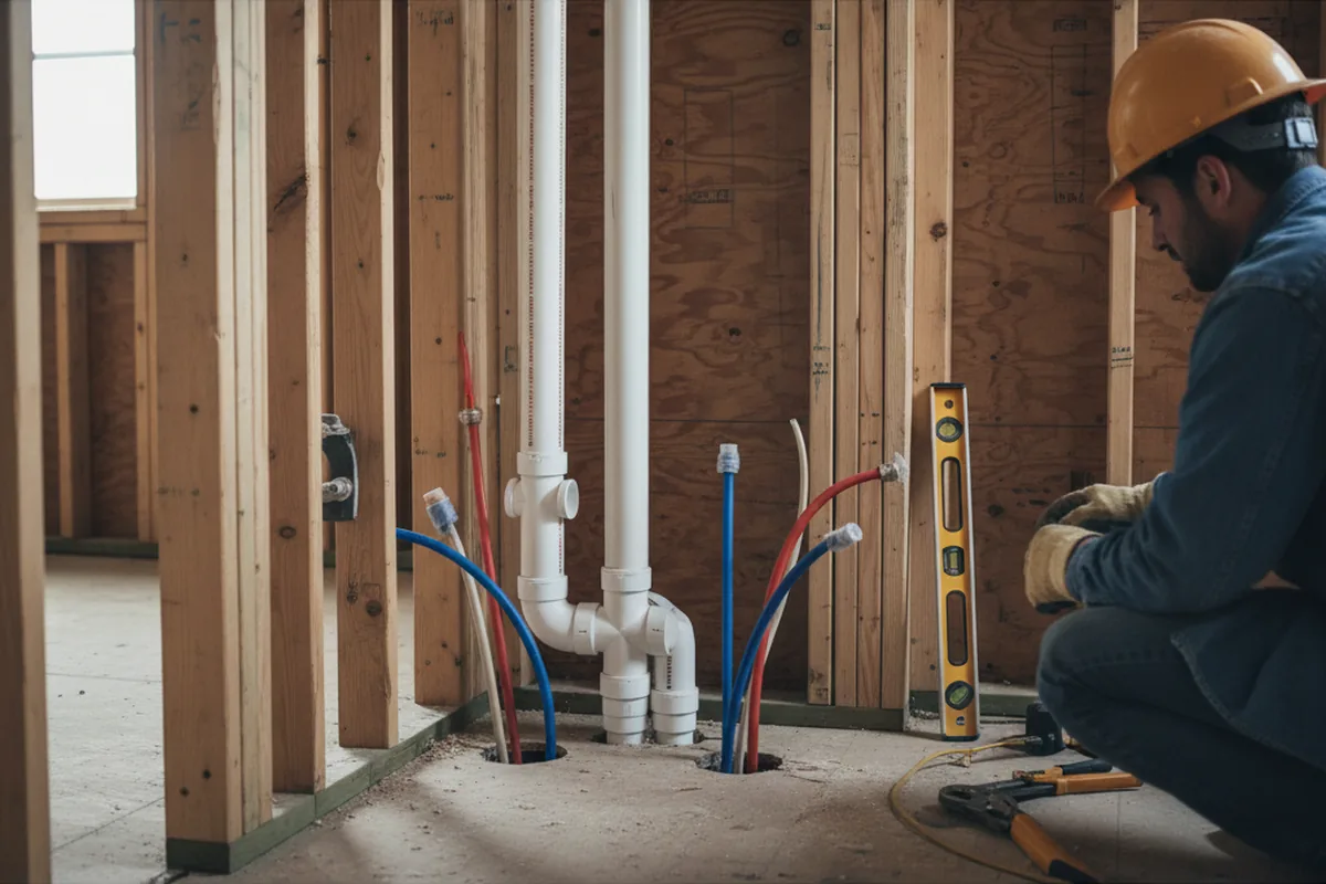 Drain and supply rough-in during Leak Detection in Arvin