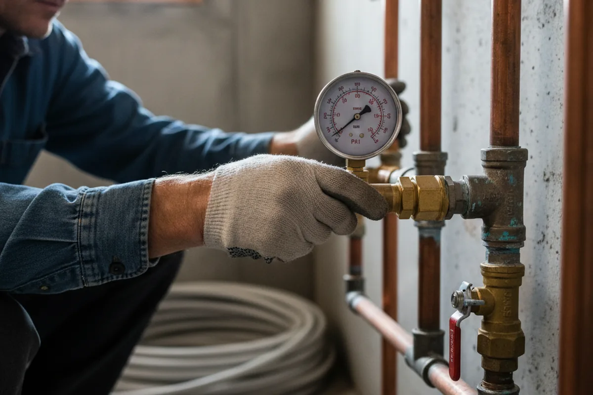 Pressure testing a repaired line during Water Line Repair in Arvin